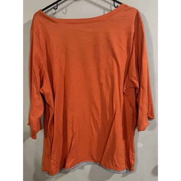 Pima Womens Orange T Shirt 18/20 “ The Softest T Shirt” 3/4 Sleeve Super Soft - Picture 2 of 5